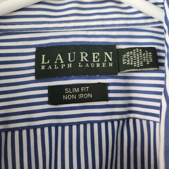 Lauren Ralph Lauren Striped Shirt 17.5  - 34/35 100% Cotton - Picture 5 of 7